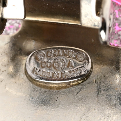 Chanel Translucent Resin Glitter CC Clip On Earrings Pink 4 of 4