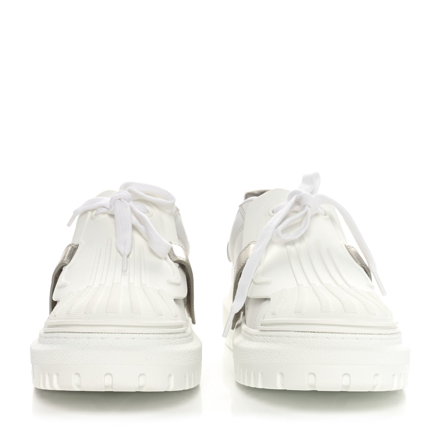 Laminated Calfskin Bi-Color Dior-ID Platform Sneakers 39.5 White Gold