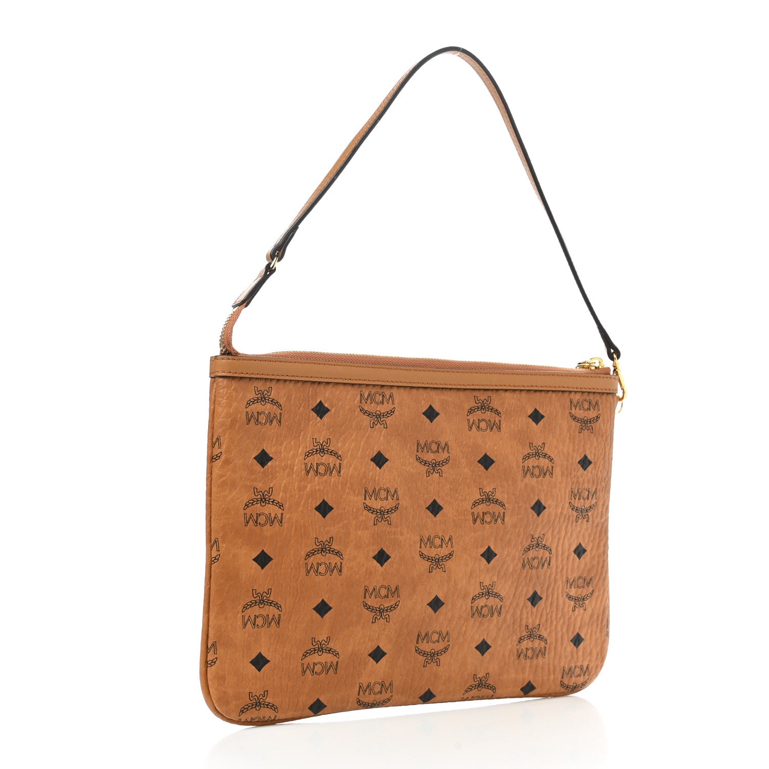 MCM Visetos Liz Shopper Tote Pouch Cognac 2 of 5
