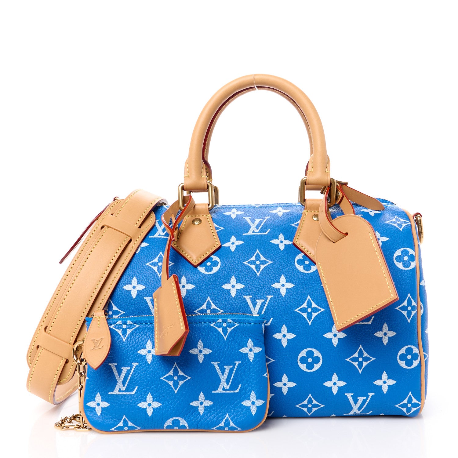 Louis Vuitton Calfskin Monogram Speedy P9 Bandouliere 25 Blue