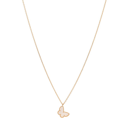 Van Cleef & Arpels 18K Yellow Gold Mother of Pearl Sweet Alhambra Butterfly Pendant Necklace 1 of 3