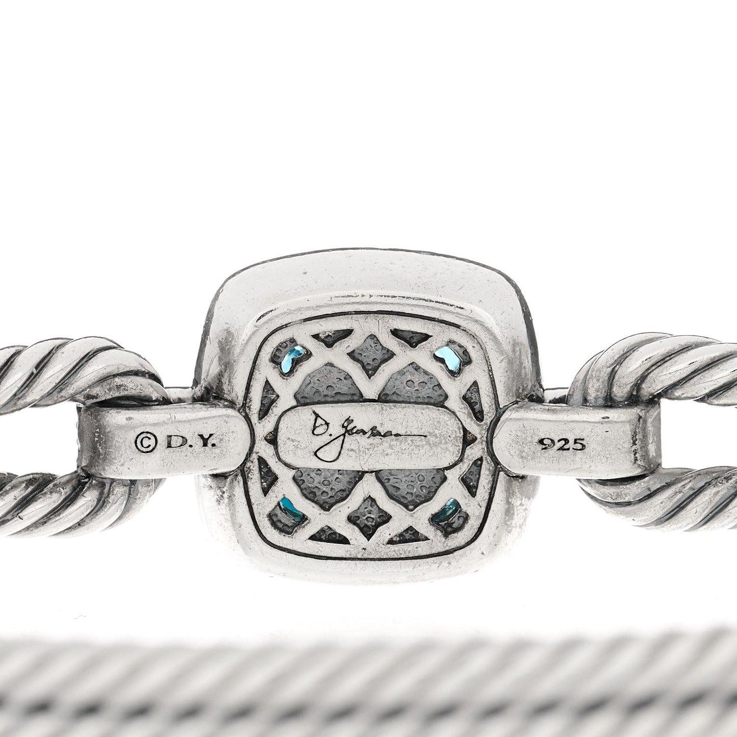 Sterling Silver Diamond Blue Topaz Albion Cable Bracelet