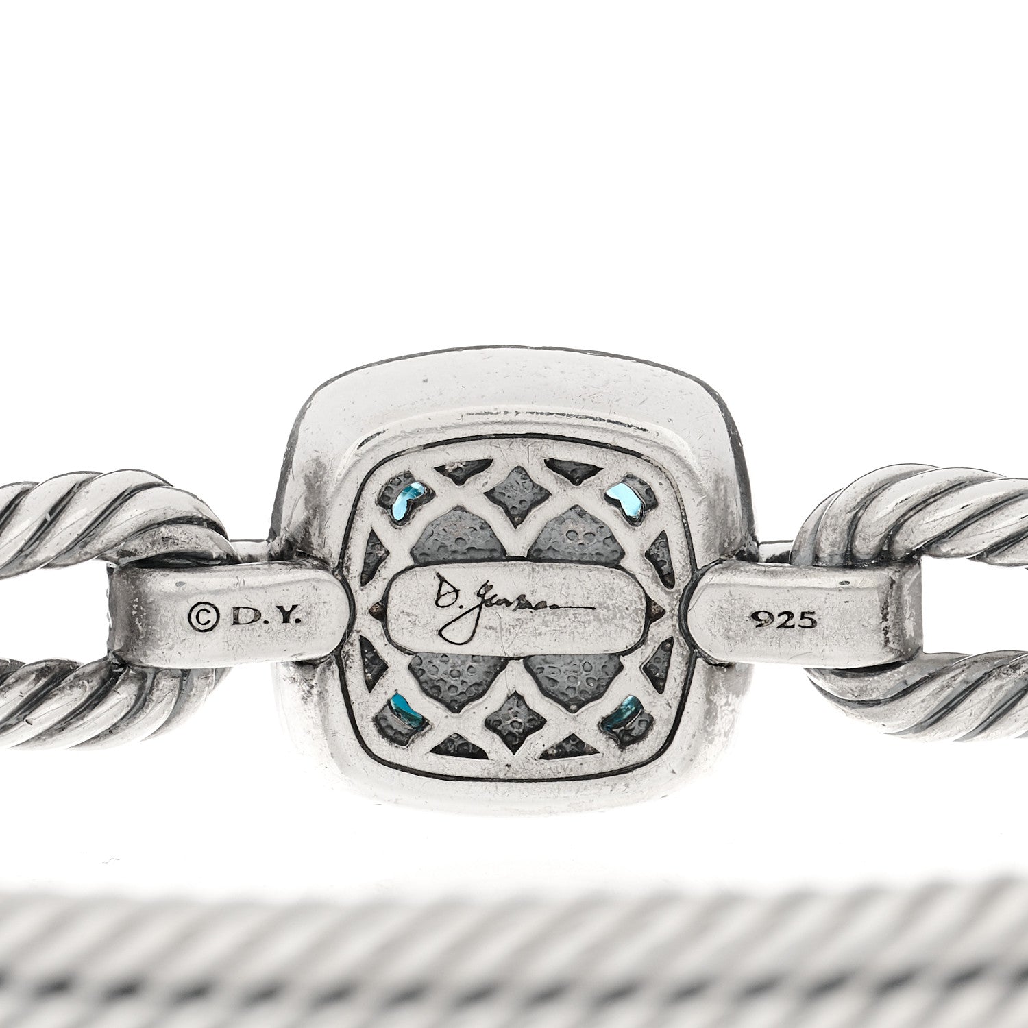 David Yurman Sterling Silver Diamond Blue Topaz Albion Cable Bracelet 3 of 3