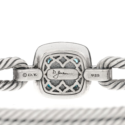 David Yurman Sterling Silver Diamond Blue Topaz Albion Cable Bracelet 3 of 3