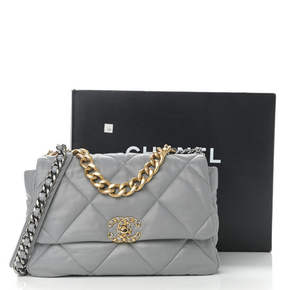 Chanel Lambskin Quilted Large Chanel 19 Flap Grey 16 of 16