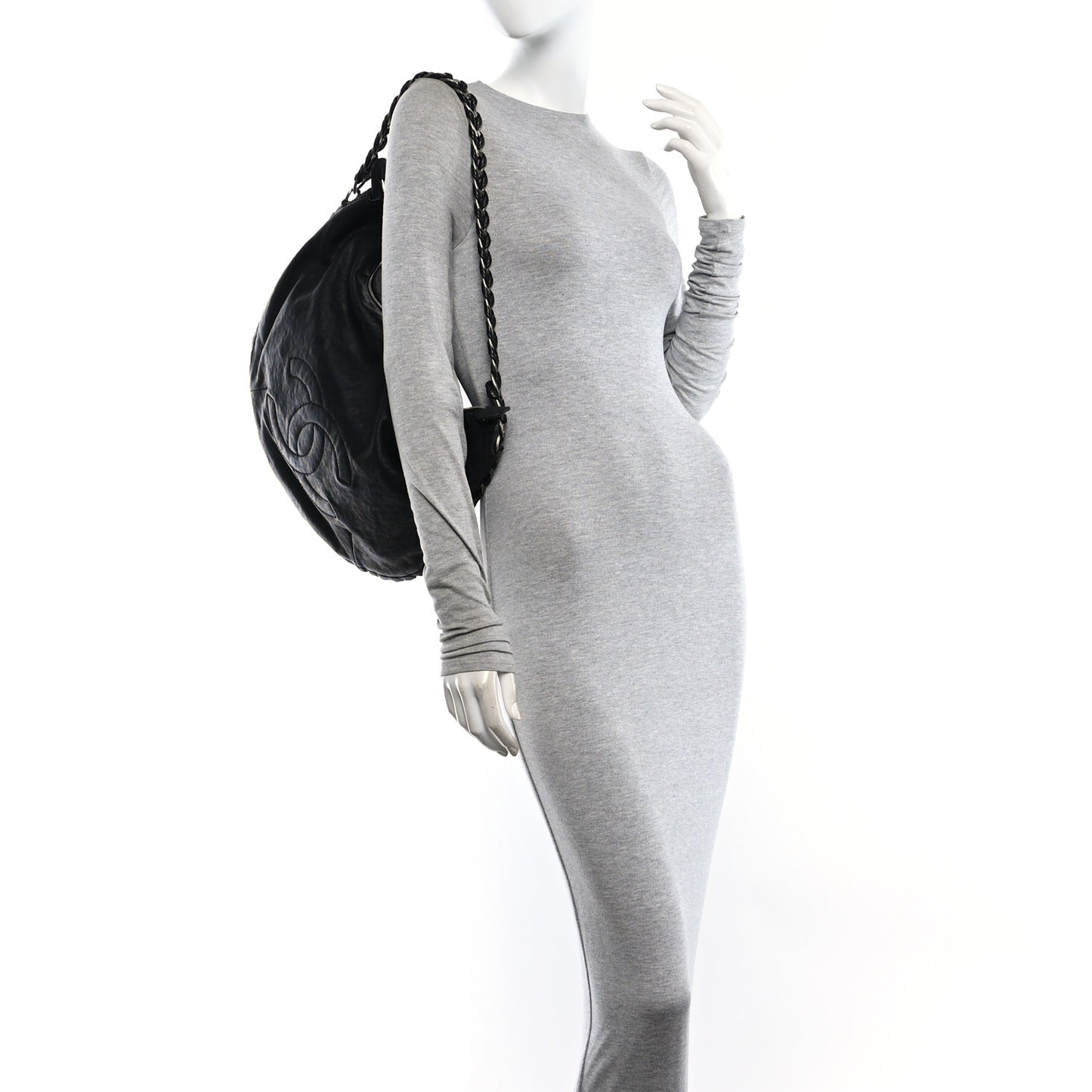 Calfskin Modern Chain Hobo Black