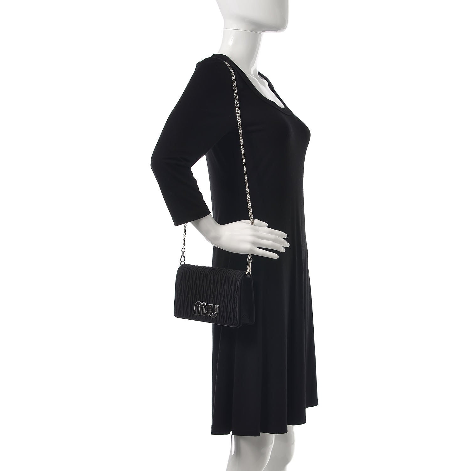 Miu Miu Tessuto Matelasse Delice Miu Logo Bag Black 2 of 9