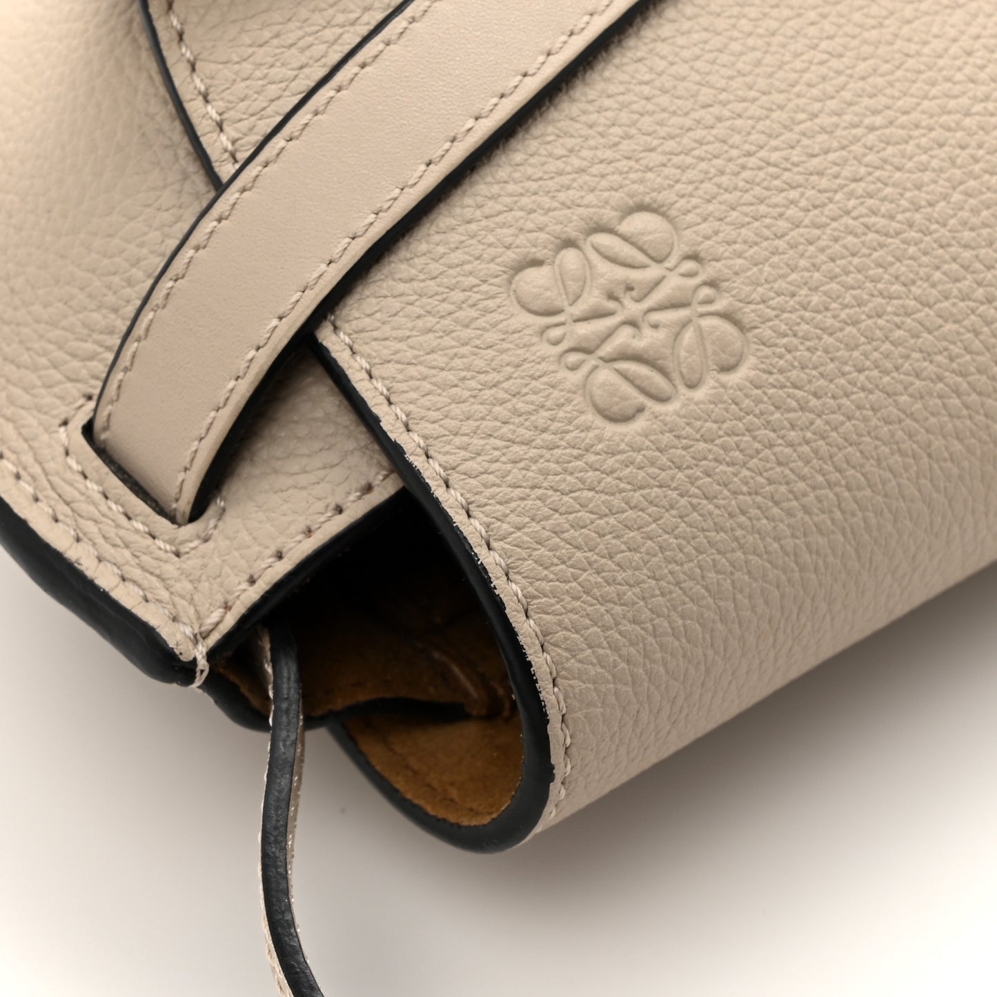 Grained Calfskin Mini Gate Crossbody Bag Light Oat