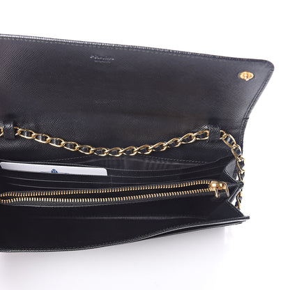 Prada Saffiano Metal Oro Chain Wallet Black 4 of 7