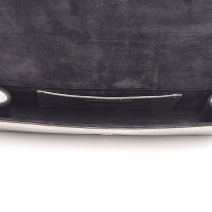 Saint Laurent Metallic Calfskin Lizard Printed Lutetia Flap Clutch Silver 5 of 9