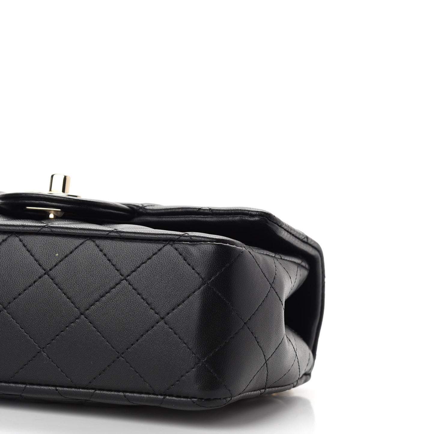 Lambskin Quilted Mini Lion Charm Top Handle Rectangular Flap Black