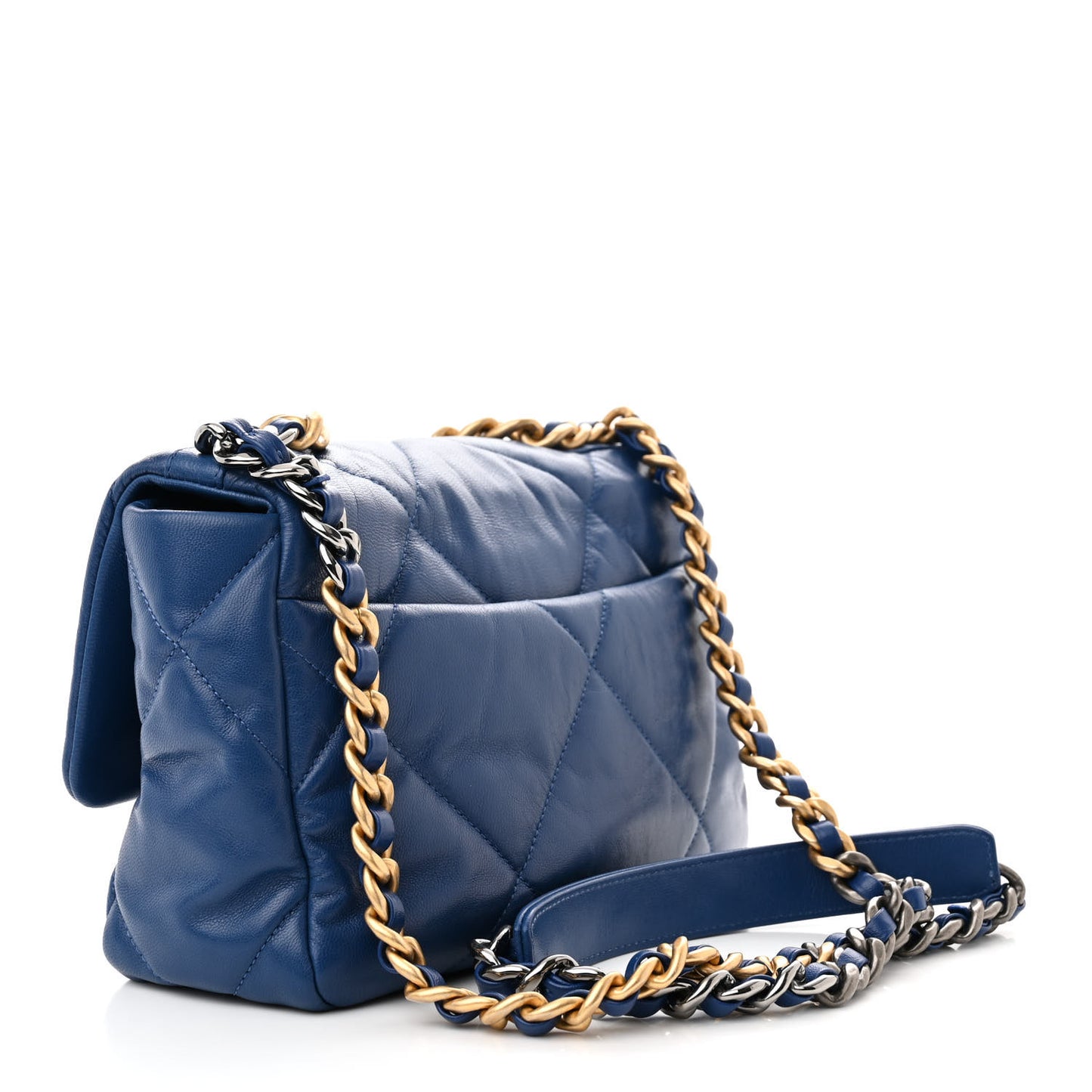Goatskin Quilted Medium Chanel 19 Flap Dark Blue
