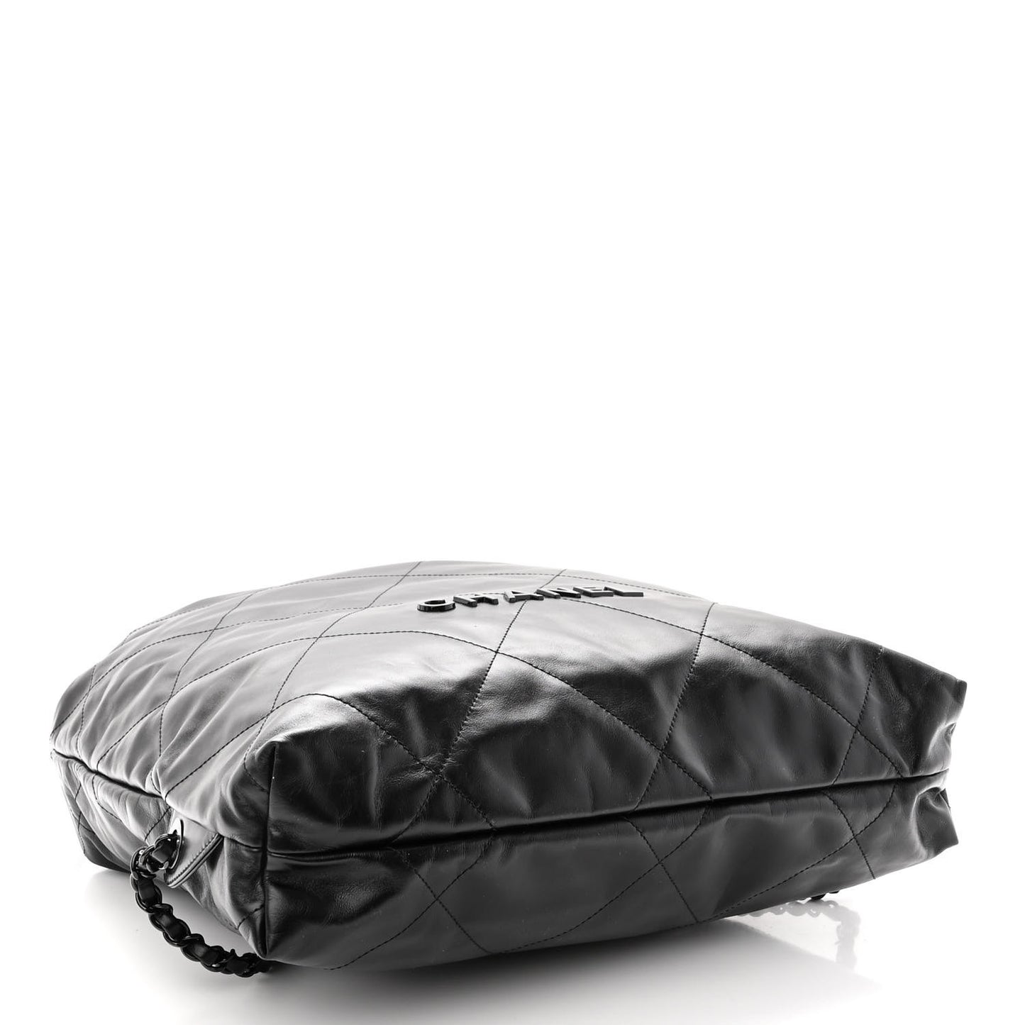 Shiny Calfskin Quilted Chanel 22 Backpack So Black
