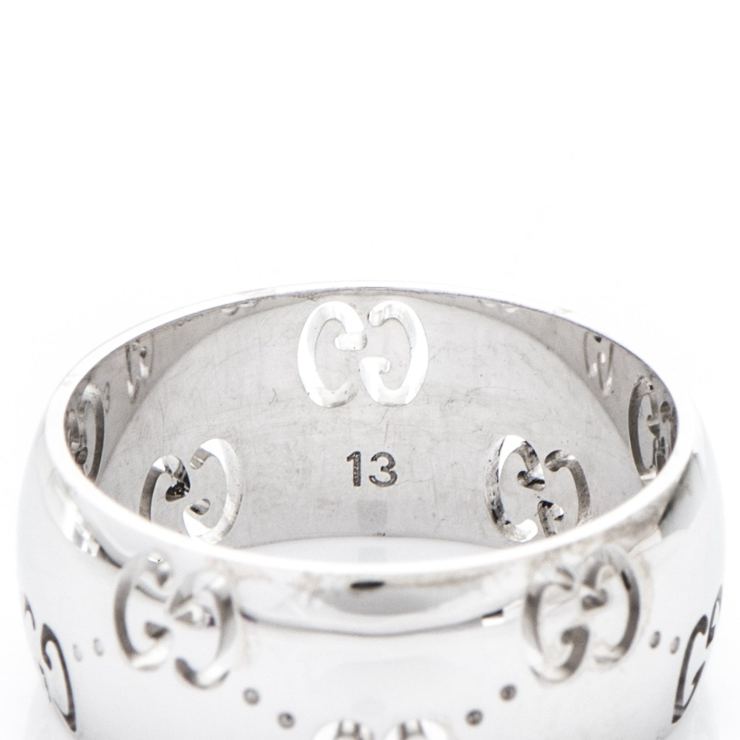 18K White Gold 8mm Icon Band Ring 6.5