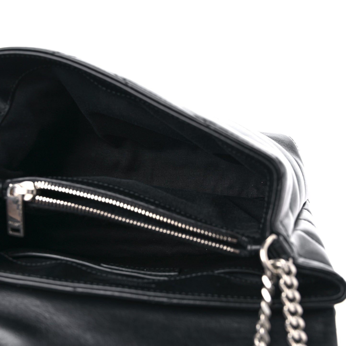 Calfskin Y Quilted Monogram Small Loulou Chain Satchel Black
