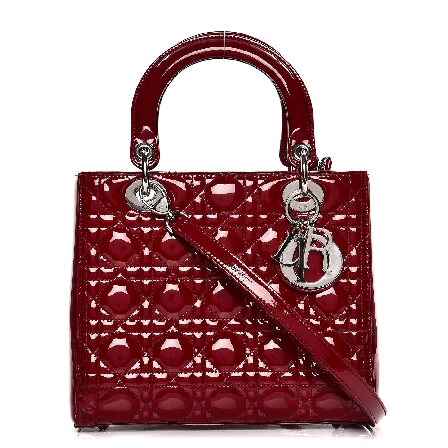 Patent Cannage Medium Lady Dior Red