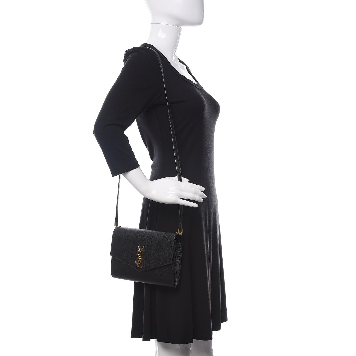 Saint Laurent Grain De Poudre Mini Uptown Crossbody Bag Black 2 of 10