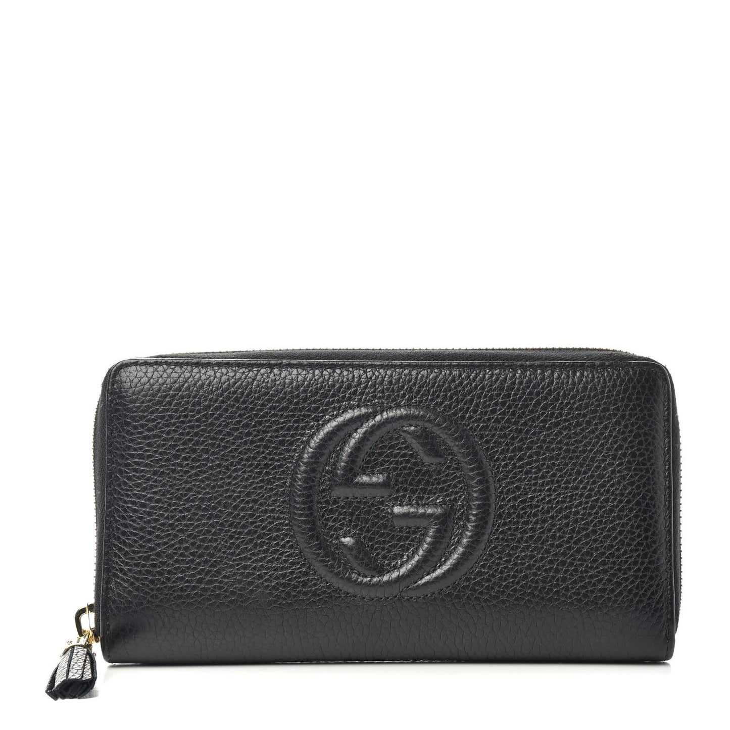 Pebbled Calfskin Soho Zip Around Wallet Black