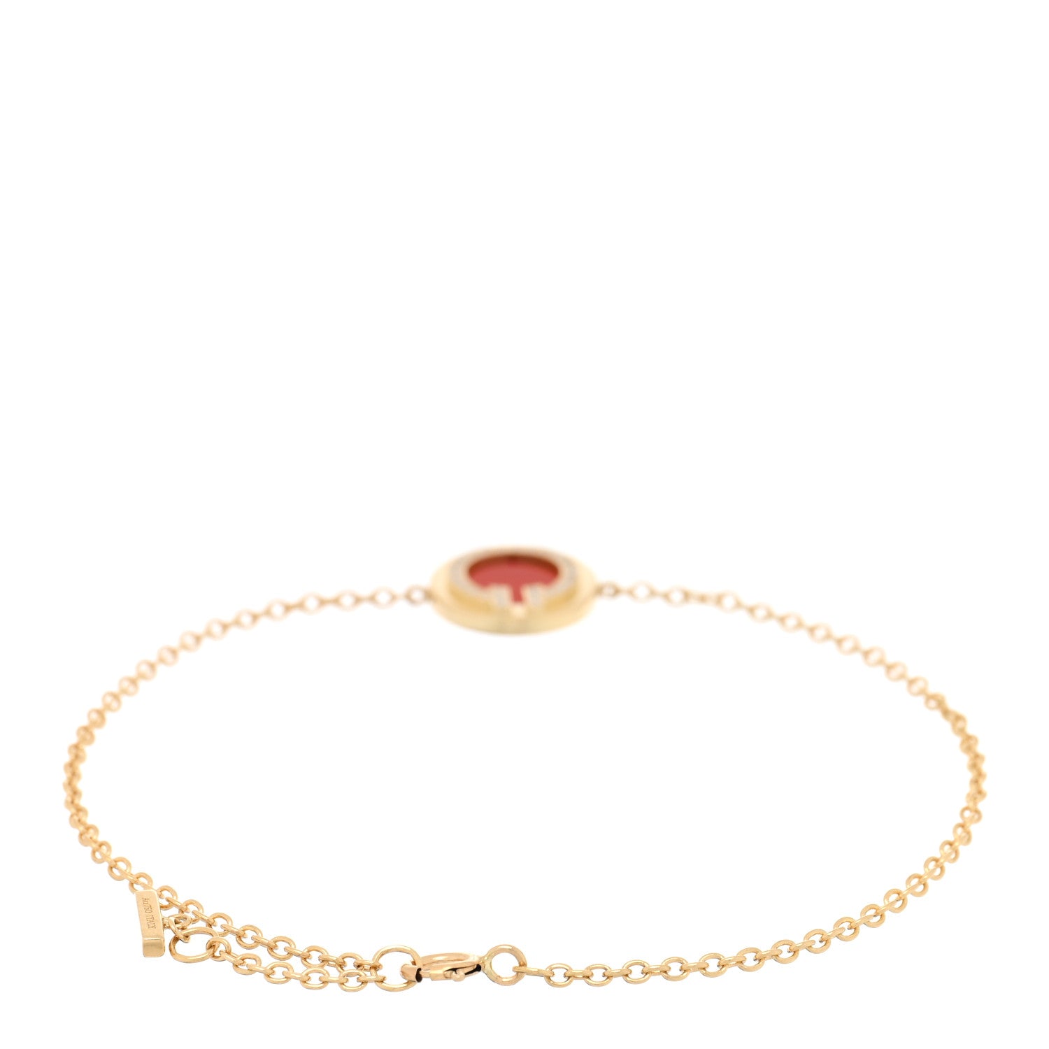 Tiffany 18K Yellow Gold Diamond Carnelian T Circle Bracelet 2 of 4