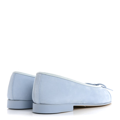 Chanel Suede Calfskin Cap Toe CC Ballerina Flats 36 Light Blue 5 of 11