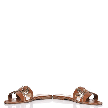 Hermes Laminated Nappa Calfskin Oran Sandals 39 Gold 6 of 12
