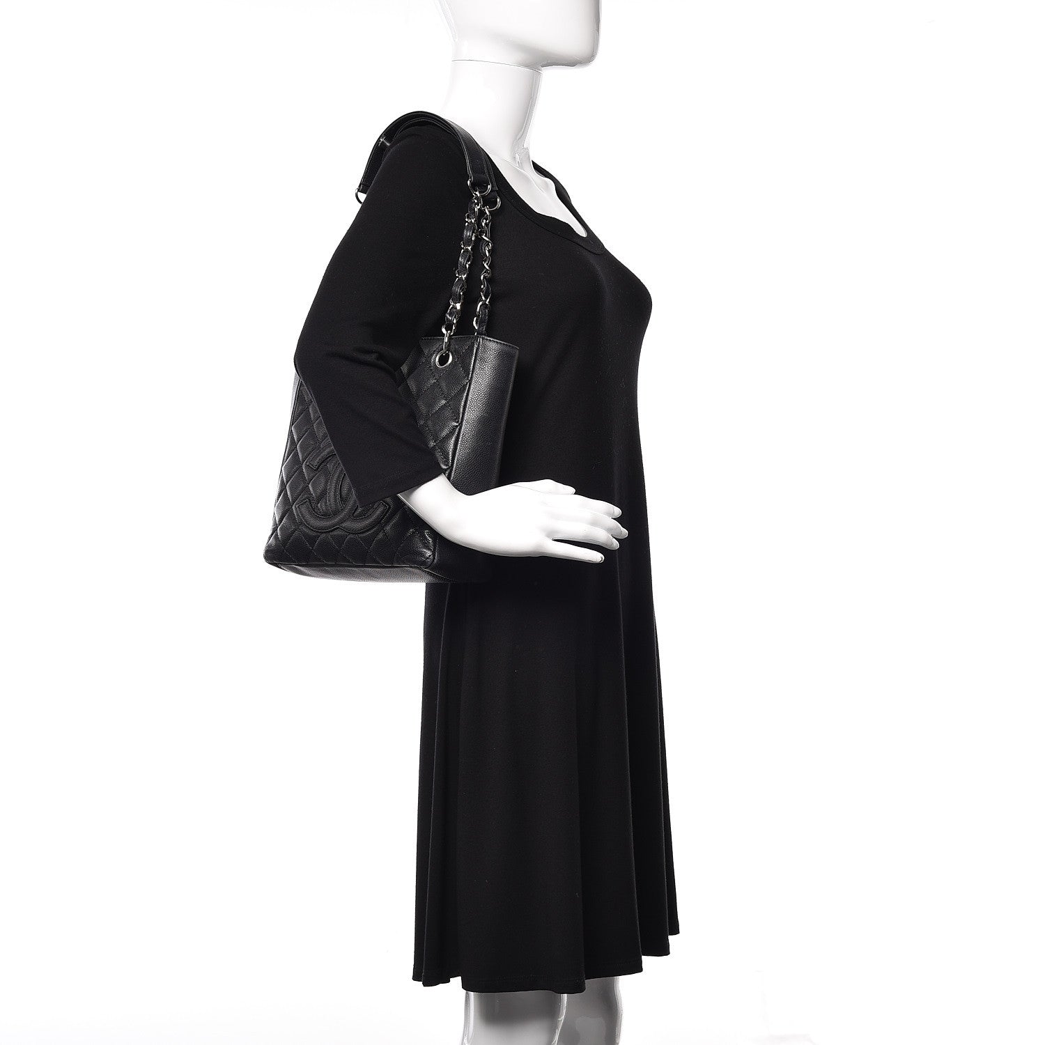 Chanel Caviar Quilted Petit Shopping Tote PST Black 2 of 22