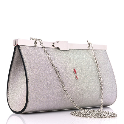 Christian Louboutin Glitter Palmette Clutch Silver 2 of 9