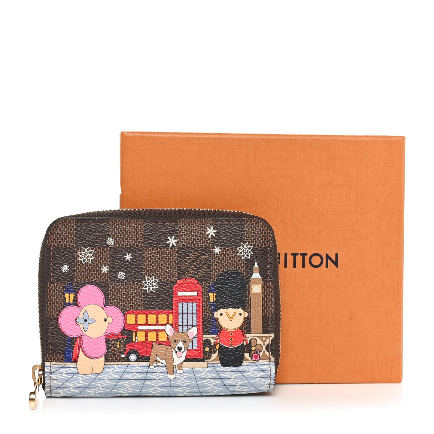Damier Ebene 2021 Christmas Animation London Zippy Coin Purse Red
