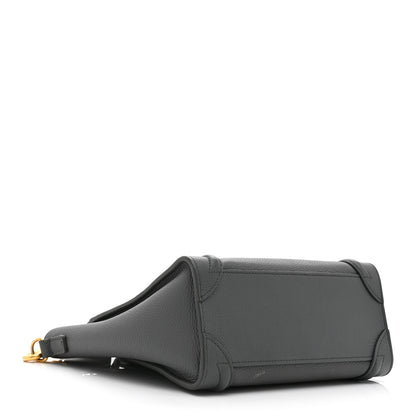 Celine Drummed Calfskin Nano Luggage Kohl 4 of 13