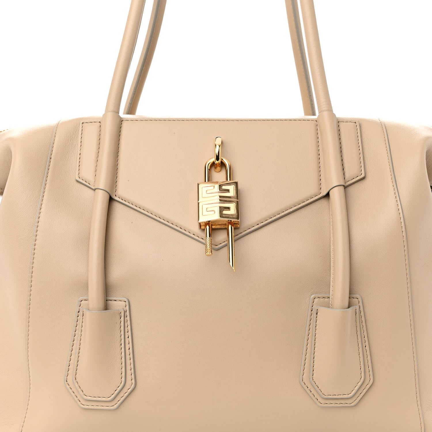 Givenchy Smooth Calfskin Medium Antigona Soft Lock Duffle Bag Beige 7 of 11