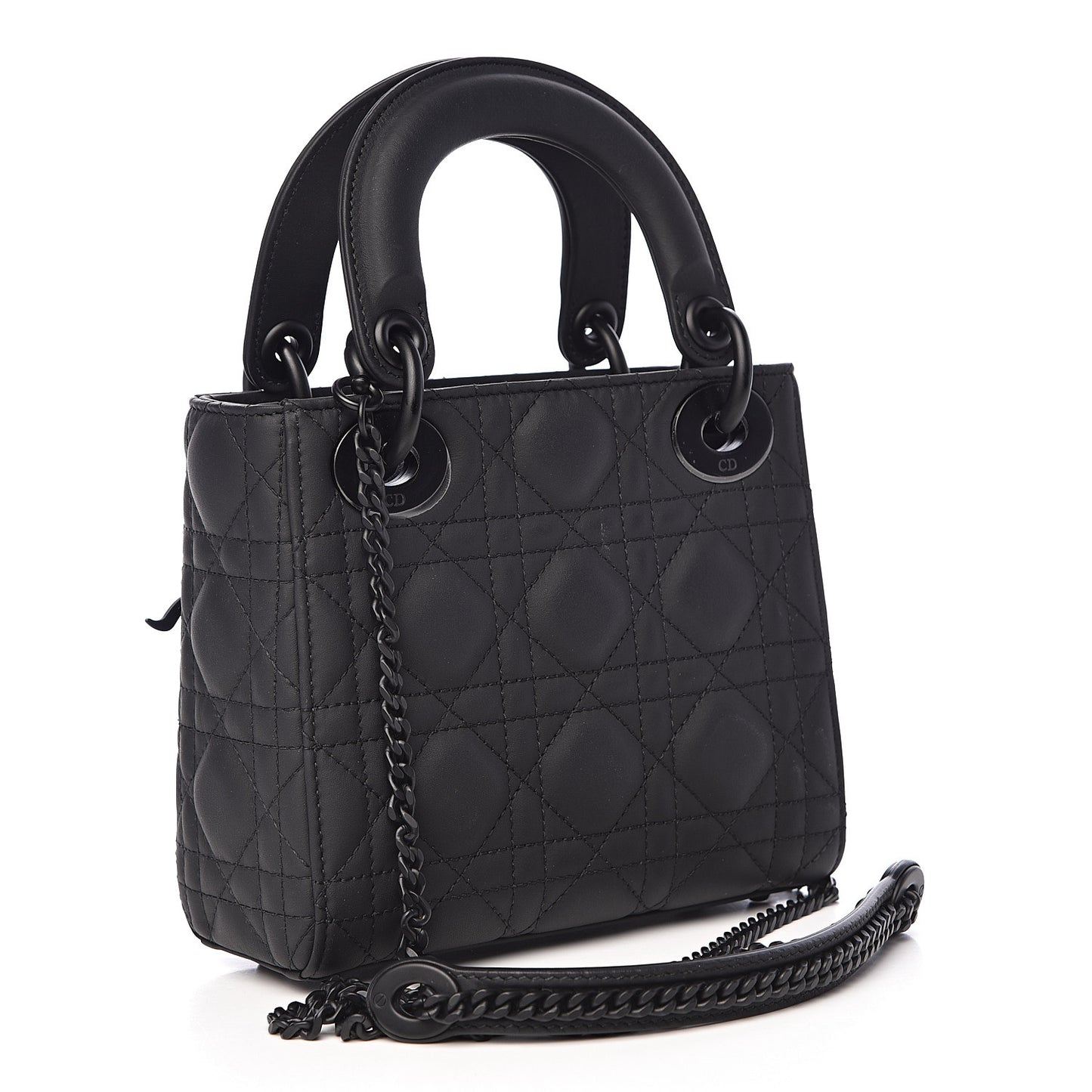 Ultra Matte Calfskin Cannage Mini Lady Dior Black