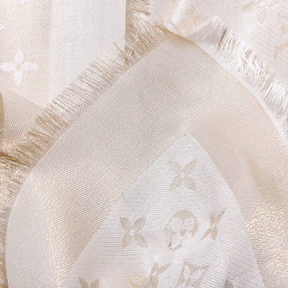 Louis Vuitton Silk Wool Monogram Shine Shawl White 5 of 6