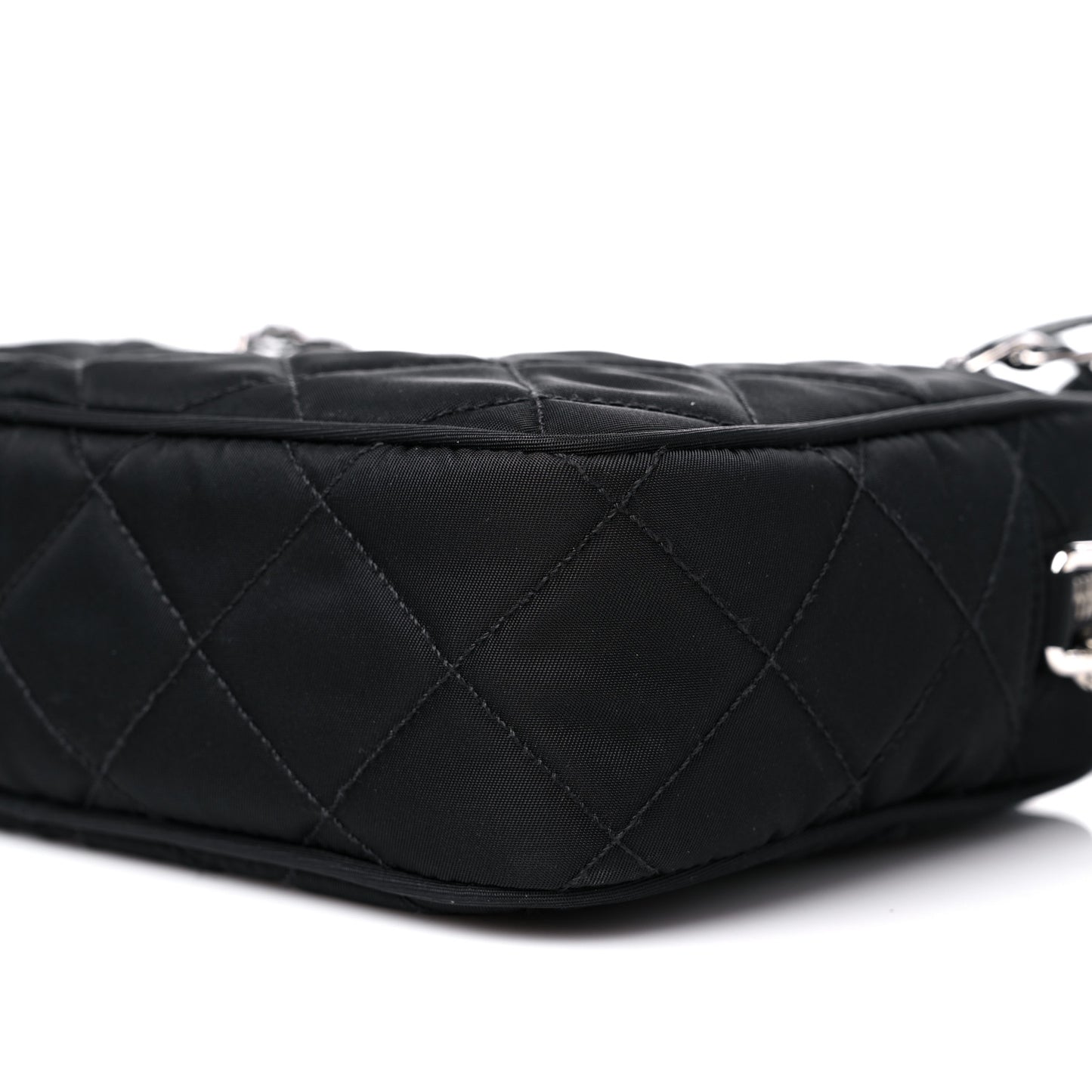 Nylon Tessuto Impuntu Quilted Bandoliera Crossbody Bag Black
