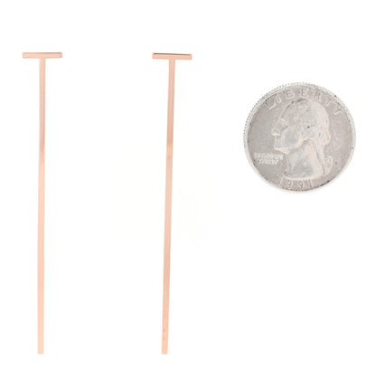 Tiffany 18K Rose Gold T Elongated Wire Bar Earrings 2 of 6