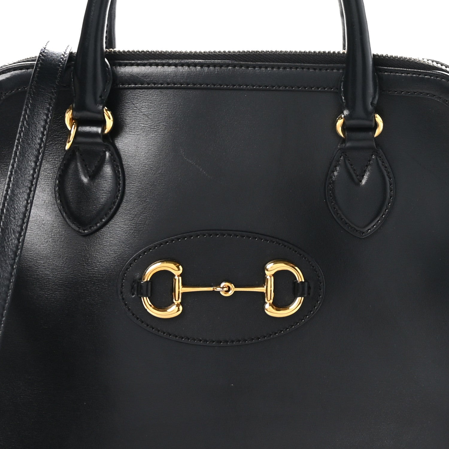 Gucci Boarded Plutone Calfskin Horsebit 1955 Top Handle Bag Black 8 of 11