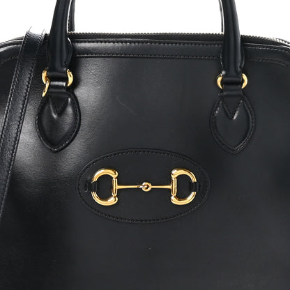 Gucci Boarded Plutone Calfskin Horsebit 1955 Top Handle Bag Black 8 of 11