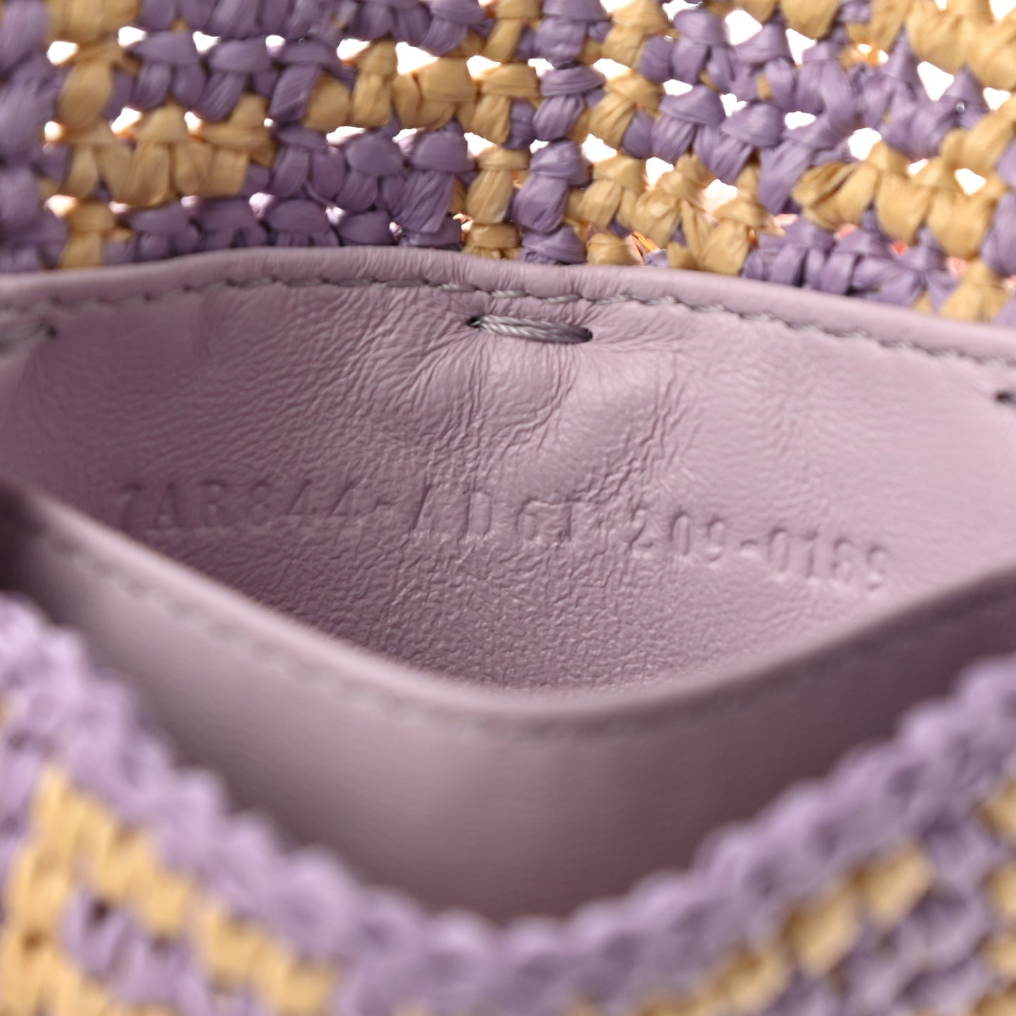 Raffia Vitello Seta FF Woven Nano Baguette Charm Anemone Natural