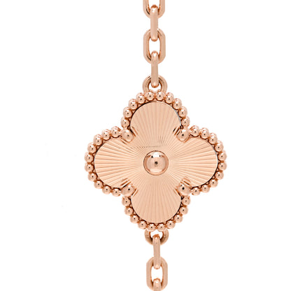 Van Cleef & Arpels 18K Rose Gold Carnelian 5 Motifs Guilloche Vintage Alhambra Bracelet 3 of 6