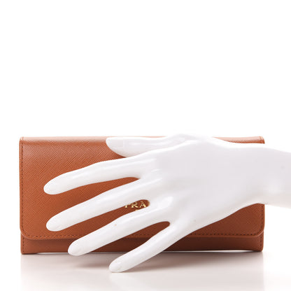 Prada Saffiano Metal Continental Flap Wallet Papaya 2 of 8