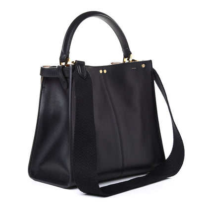 Fendi Vitello Seta Glazed Fabric FF 1974 Medium Peekaboo X-Lite Black Mogano Panna 2 of 5
