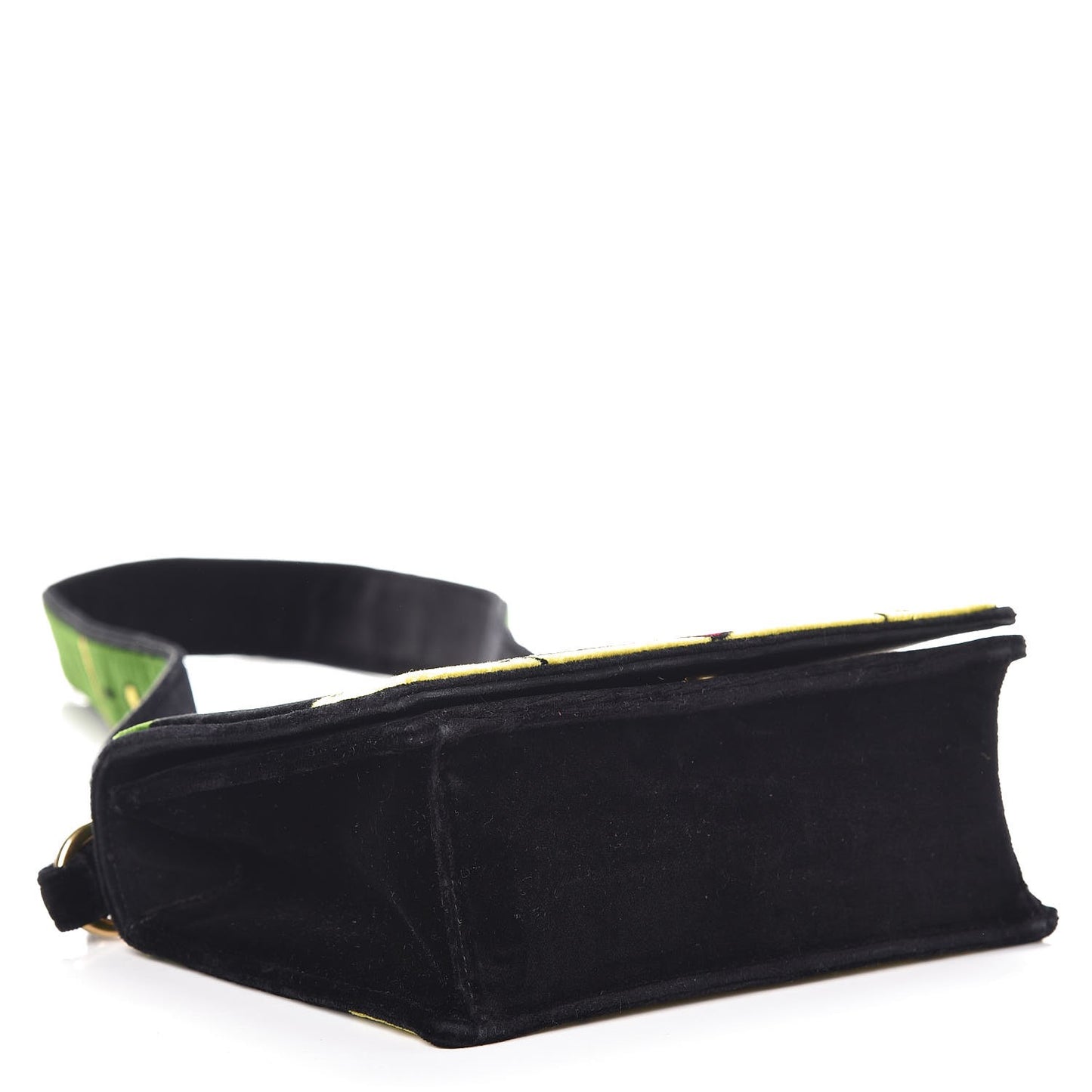 Velluto Ricamo Cahier Shoulder Bag Black
