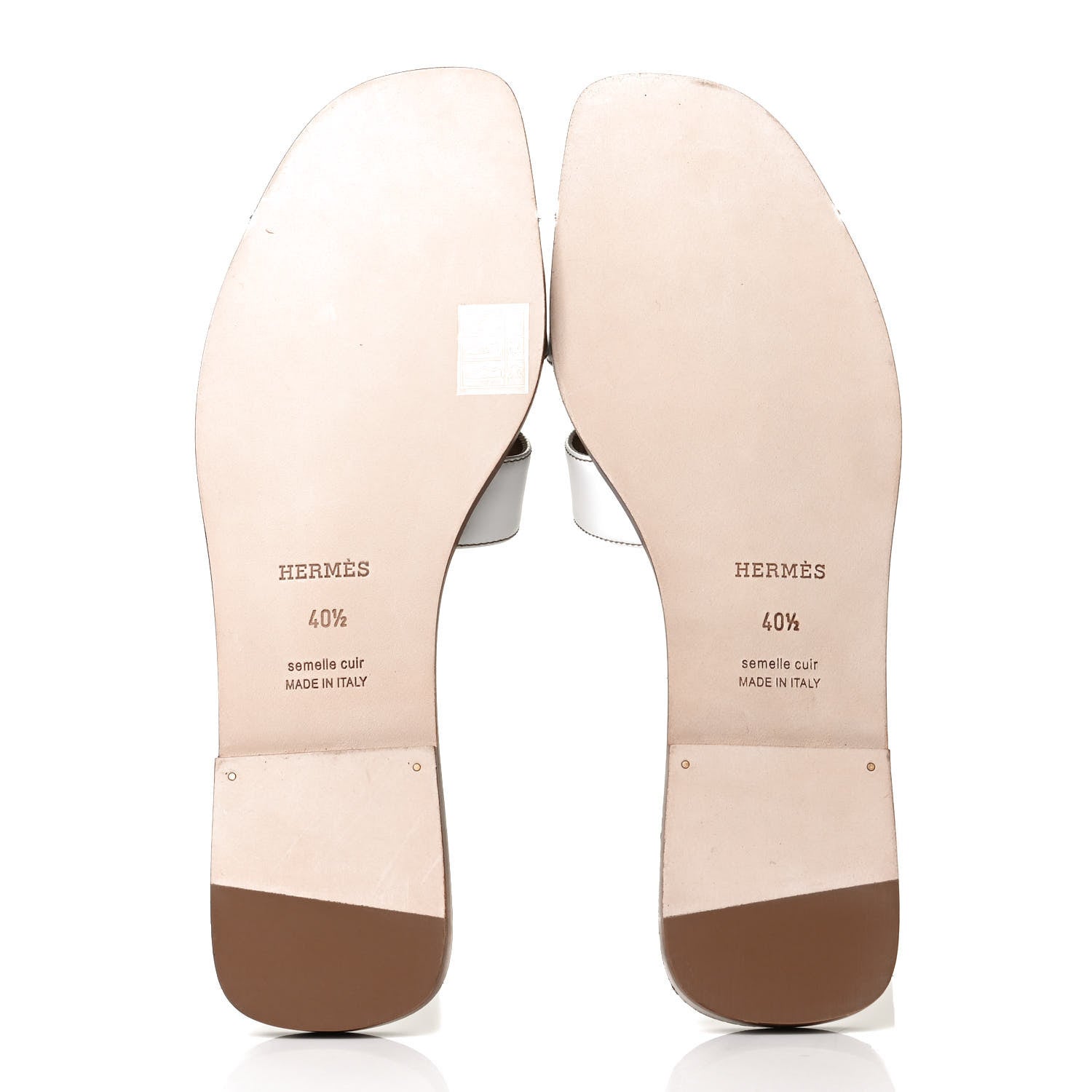 Hermes Box Calfskin Oran Sandals 40.5 White 7 of 10
