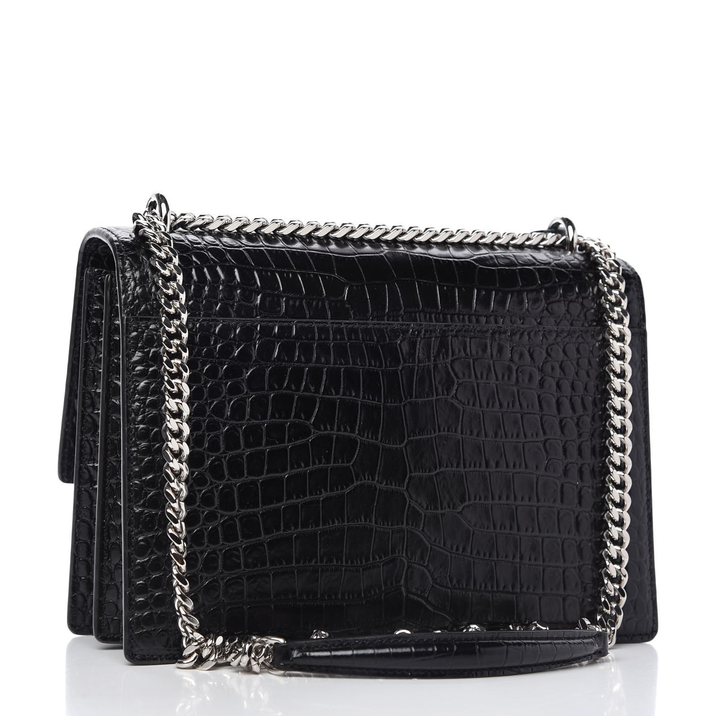 Calfskin Crocodile Embossed Medium Monogram Sunset Black