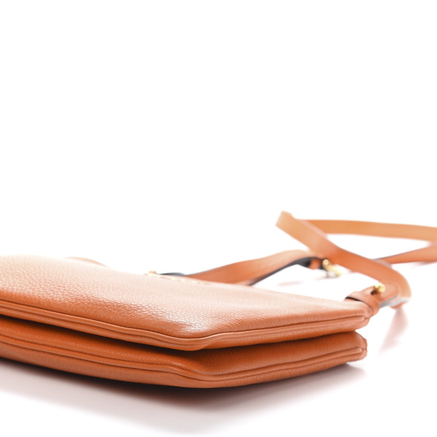 Vitello Daino Double Zip Crossbody Bag Papaya
