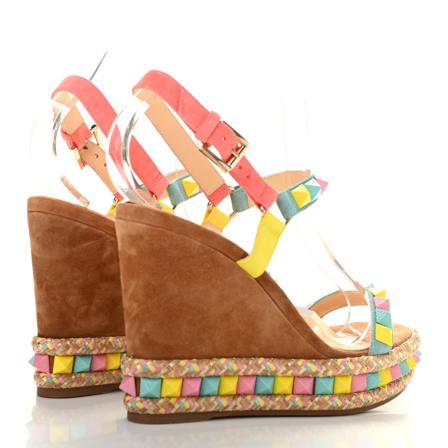 Veau Velours Pyraclou 110 Wedge Sandals 38 Biscotto
