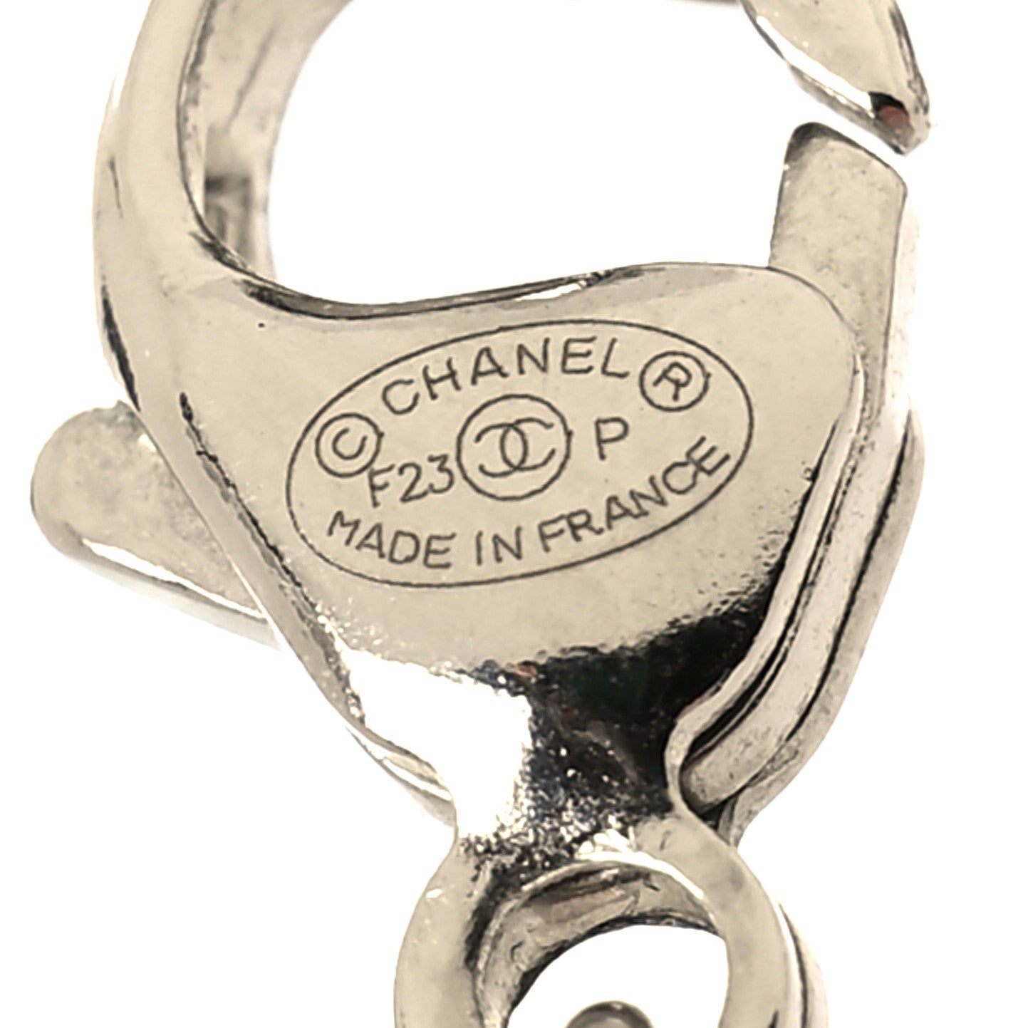 Chanel Crystal Pearl Logo Necklace Silver 5 of 5