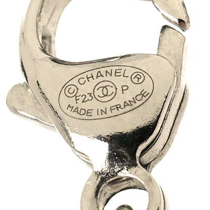 Chanel Crystal Pearl Logo Necklace Silver 5 of 5
