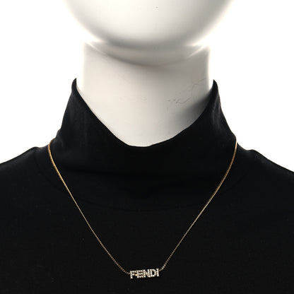 Fendi Metal Logo Charm Necklace Gold 2 of 5