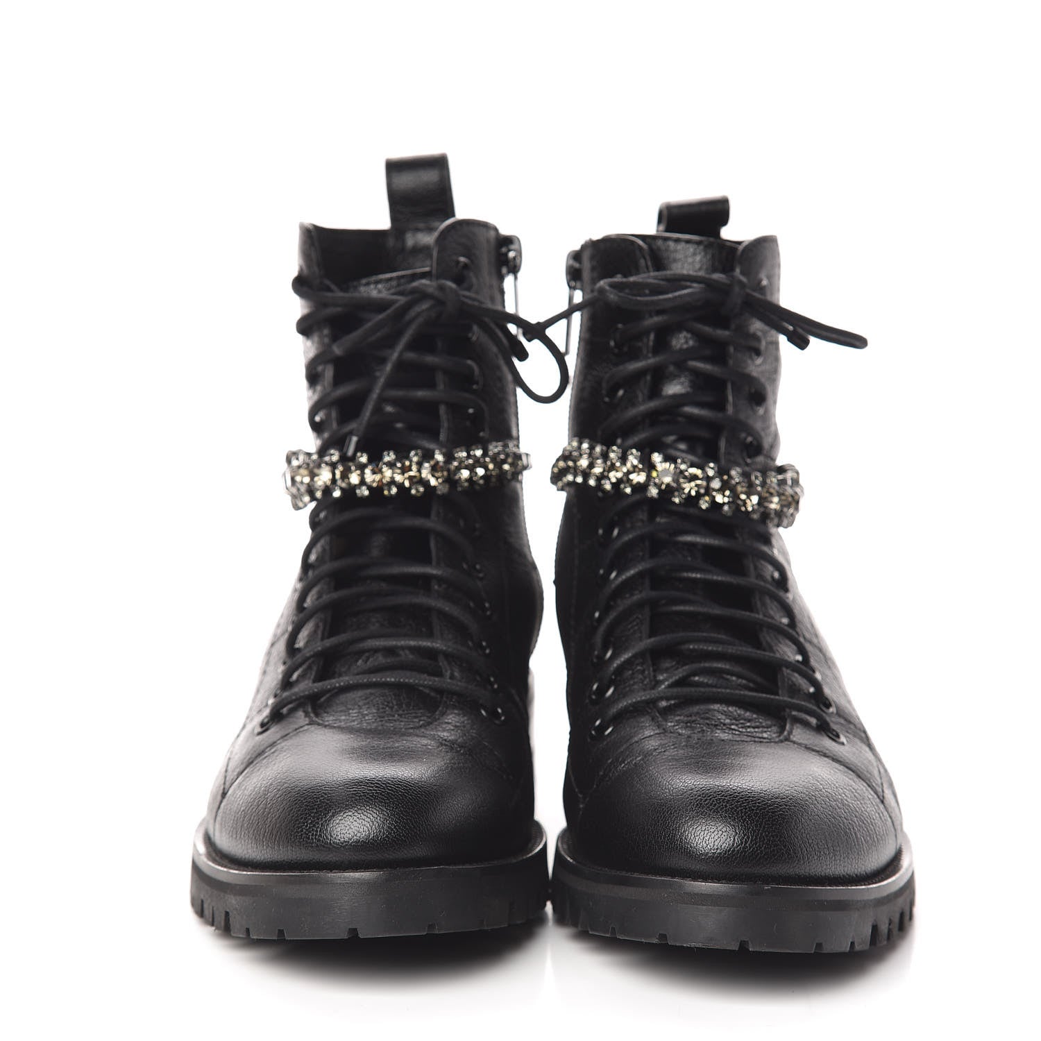 Jimmy Choo Lambskin Combat Boots 38 Black 2 of 10