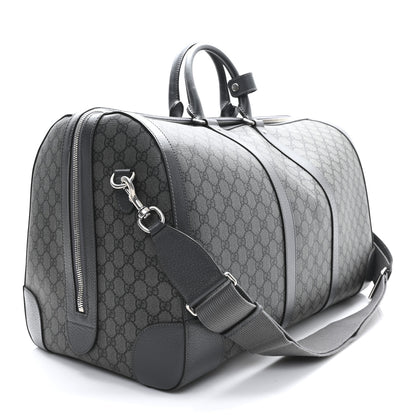 Gucci GG Supreme Monogram Textured Dollar Calfskin Large Savoy Duffle Bag Grey Black Graphite Grey 2 of 9